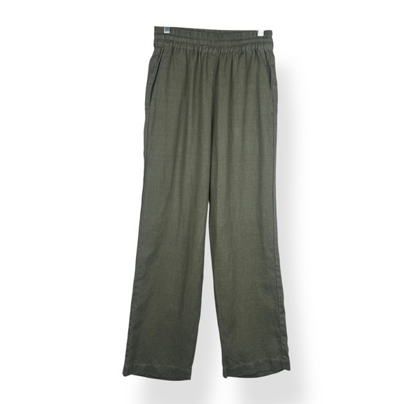 Xirena Linen Pants Womens Size XS Olive Green Wide Leg Pockets Drawstring Boho - Picture 1 of 13